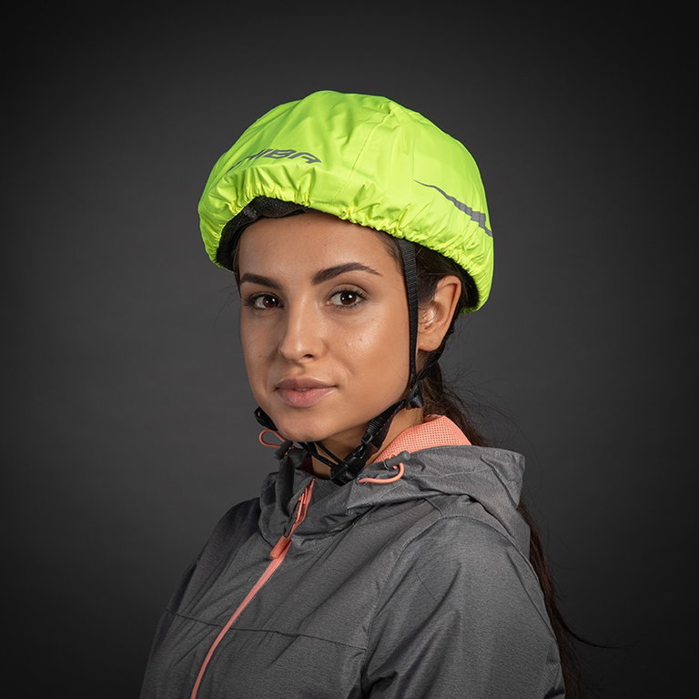 Chiba Rain Protection Pro (Raincover) for Bicycle Helmets - waterproof and windproof, neck protection - neon yellow